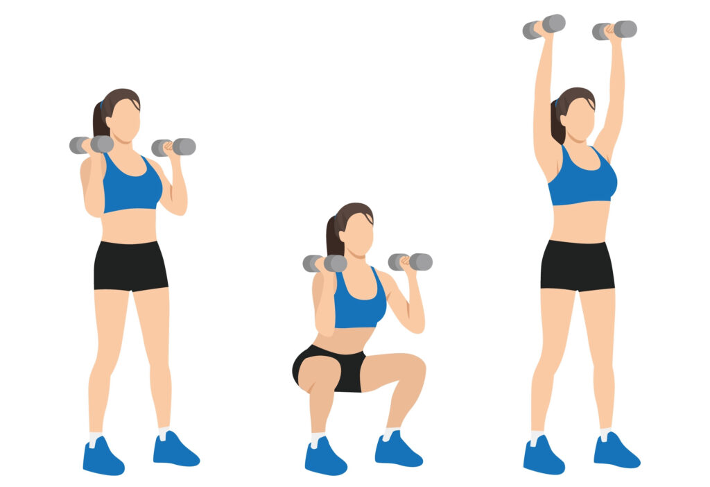Dumbbell thrusters exercise